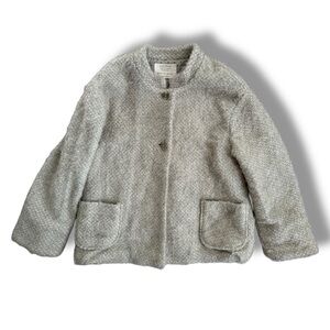 ZARA Girls Gray Pea Coat Minimalist Wool Design size 7/8 cm 128